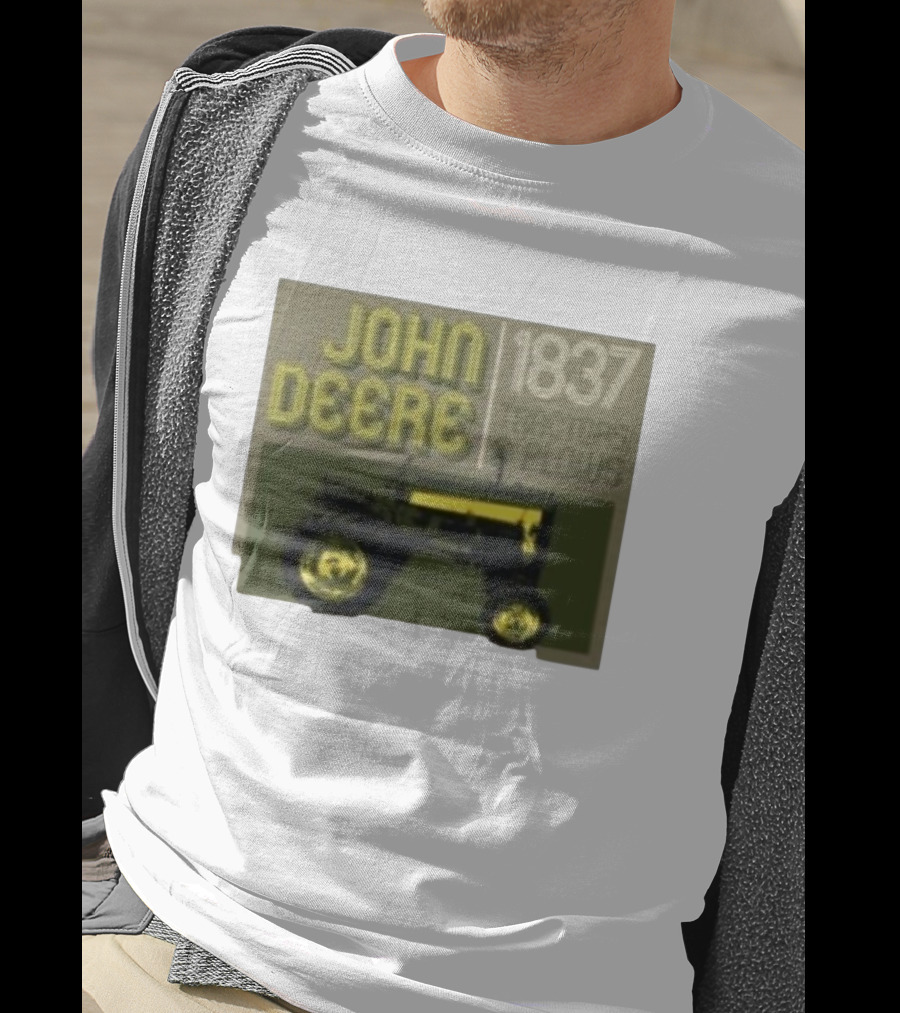 John Deere 1837 Tractors Plows Vintage Logo With Green Tractor Iconic T-Shirt