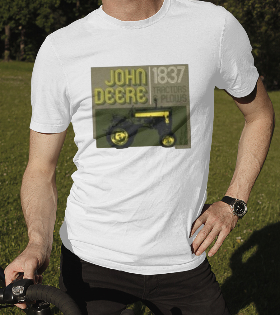 John Deere 1837 Tractors Plows Vintage Logo With Green Tractor Iconic T-Shirt