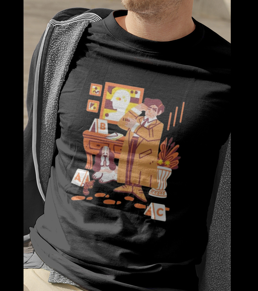 Just One More Thing Columbo Detective Classic Scene With Dog And ABC Cards T-Shirt