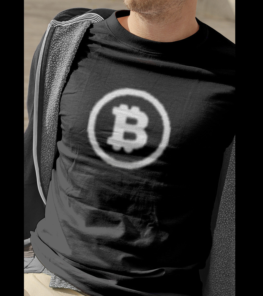 Michael Saylor Wearing Bitcoin Symbol Cryptocurrency T-Shirt