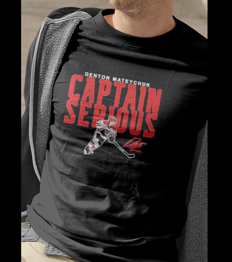 Denton Mateychuk Captain Serious Signature Hockey Player T-Shirt
