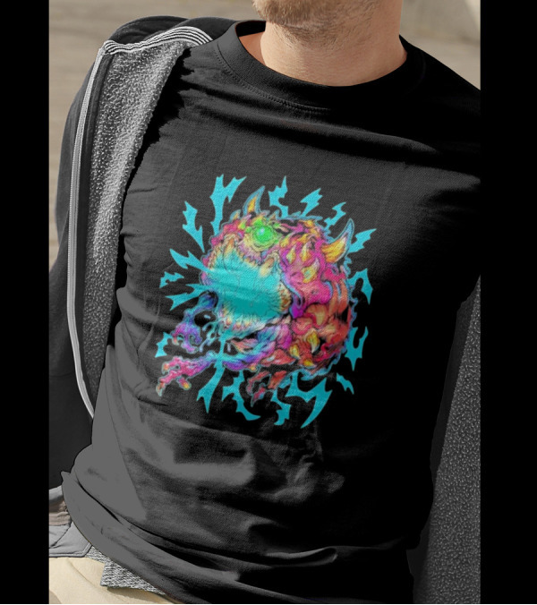 Doom Cacodemon Beast Wreck Neon Monster Explosion T-Shirt