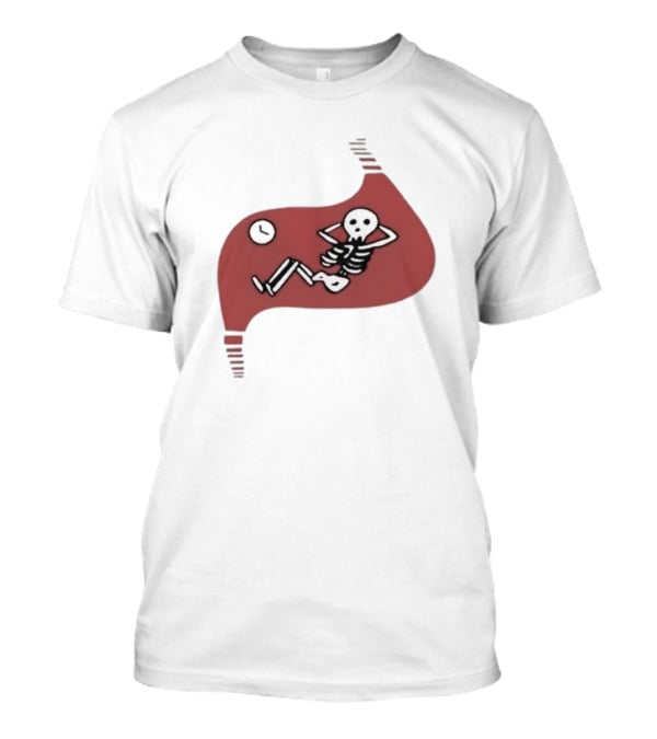 Falins Stomach Skeleton Relaxing Inside Red Shape T-Shirt