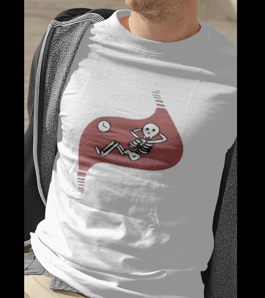 Falins Stomach Skeleton Relaxing Inside Red Shape T-Shirt
