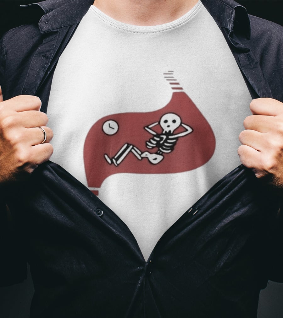 Falins Stomach Skeleton Relaxing Inside Red Shape T-Shirt