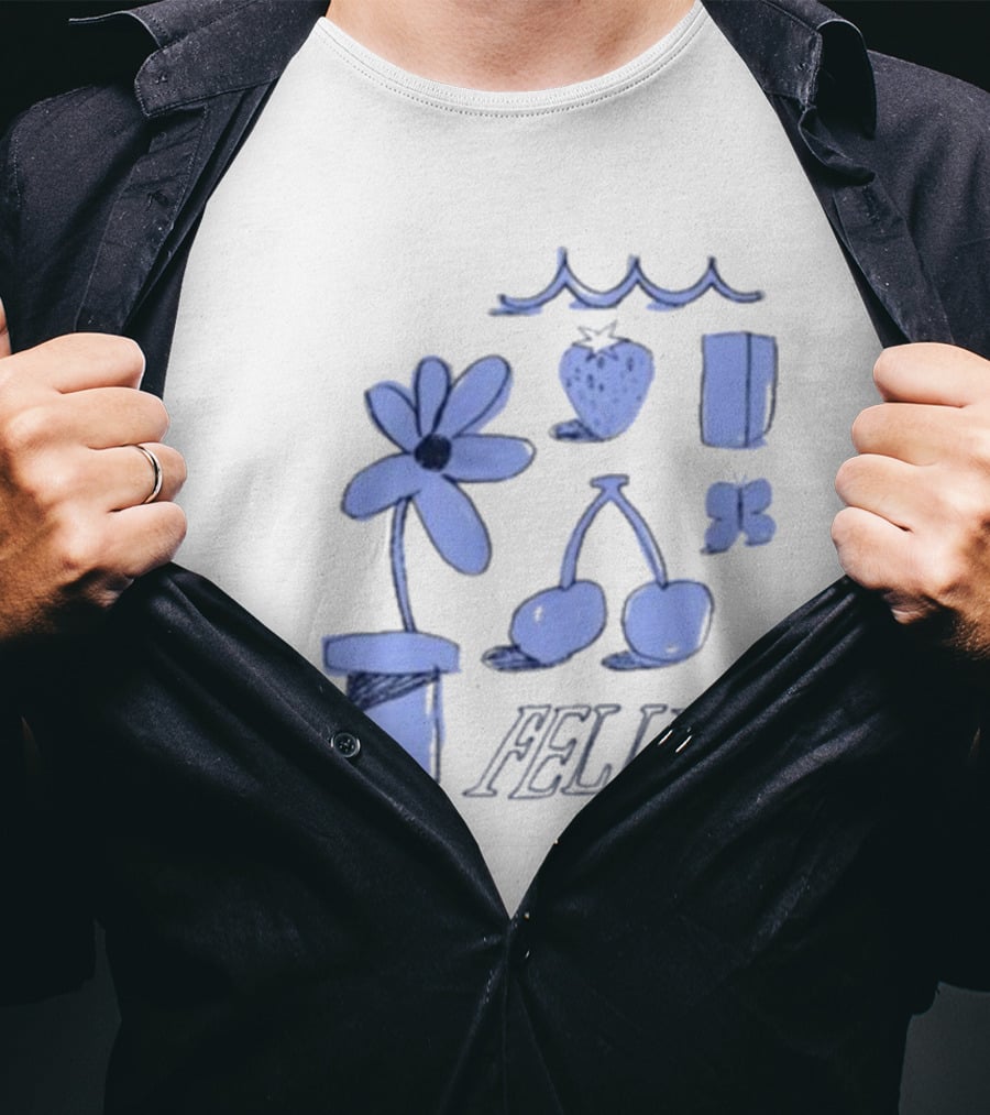 Felly Flower Heart Cherry Butterfly Wavy T-Shirt