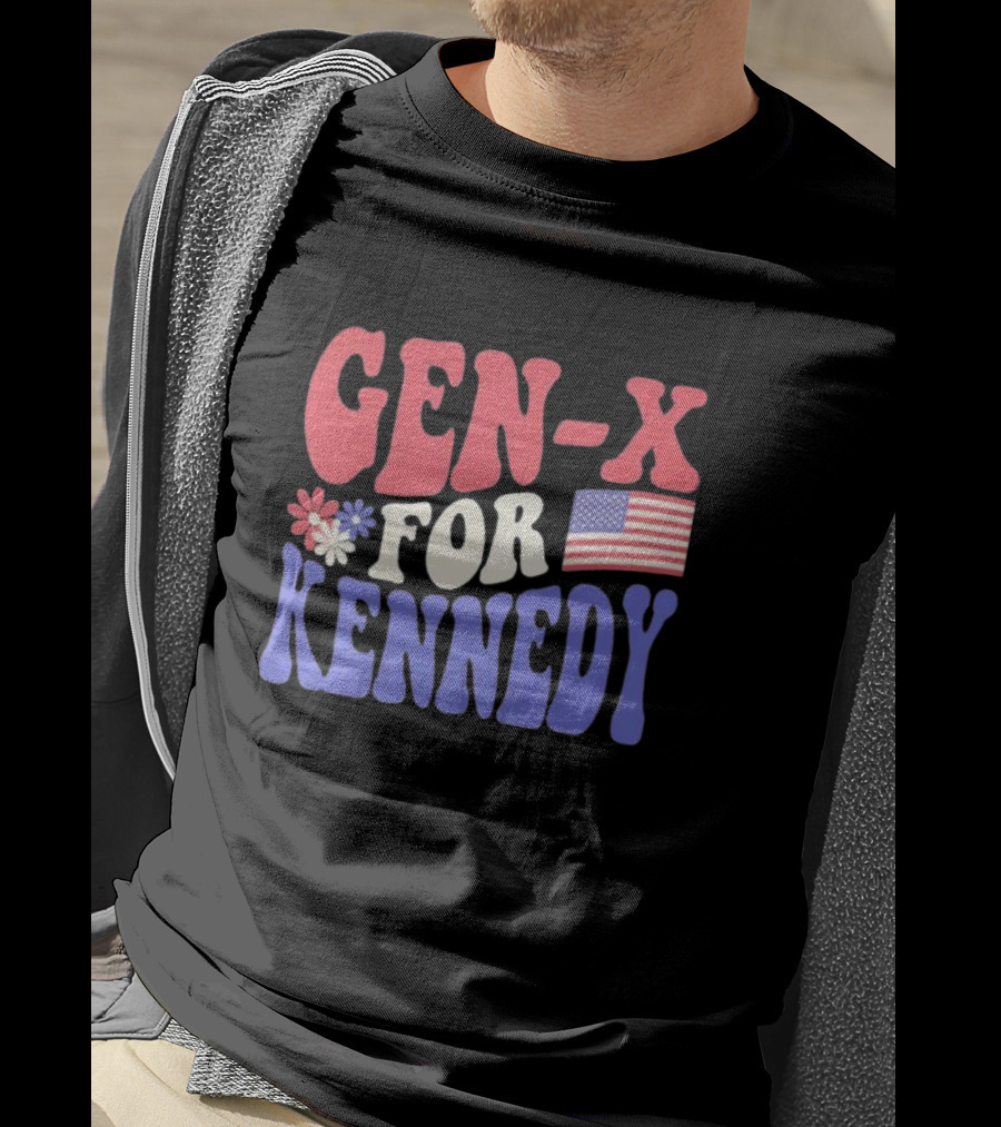 Gen-X For Kennedy American Flag Flower Power T-Shirt