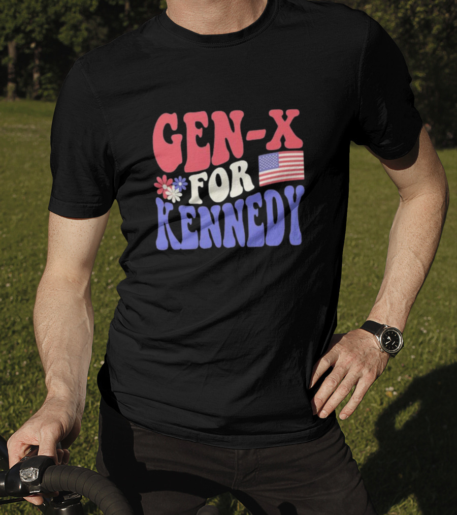 Gen-X For Kennedy American Flag Flower Power T-Shirt