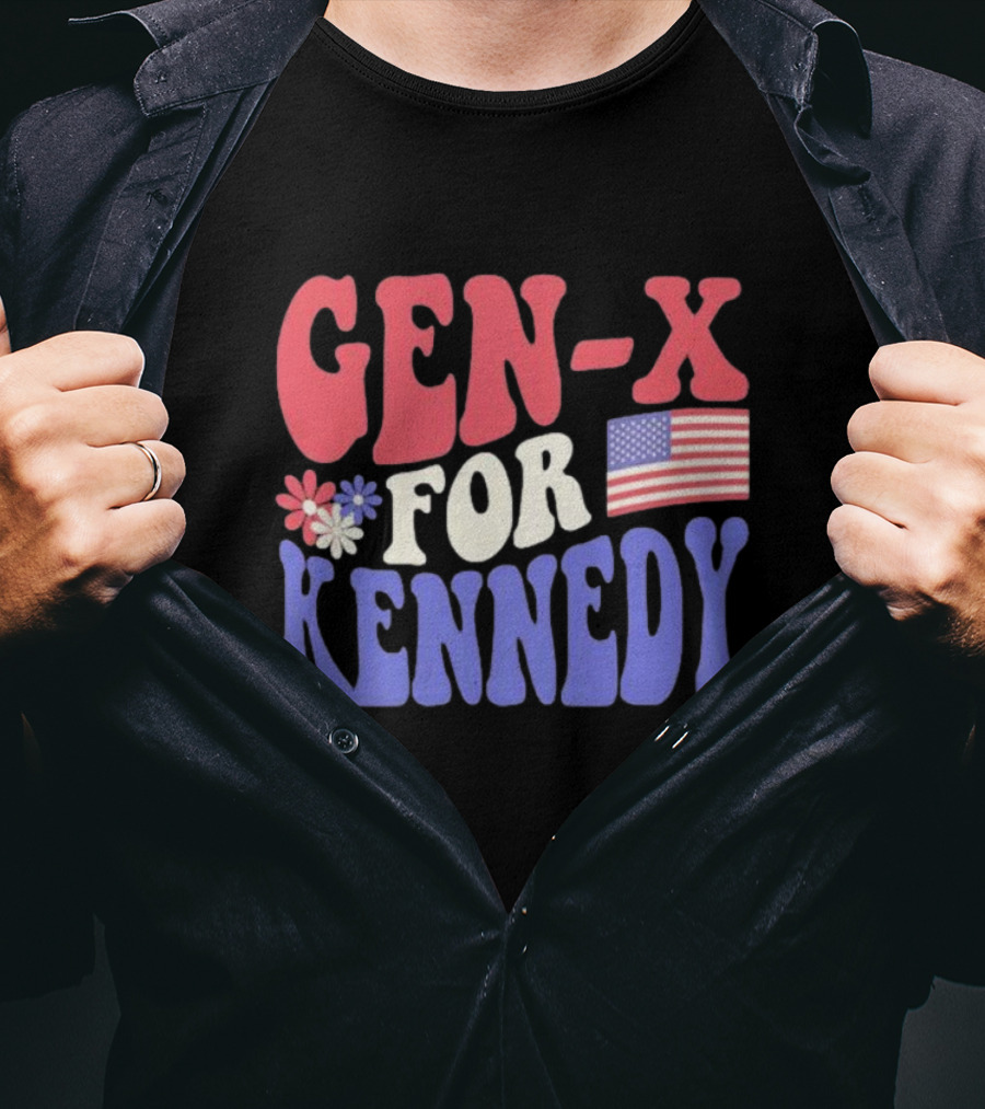 Gen-X For Kennedy American Flag Flower Power T-Shirt