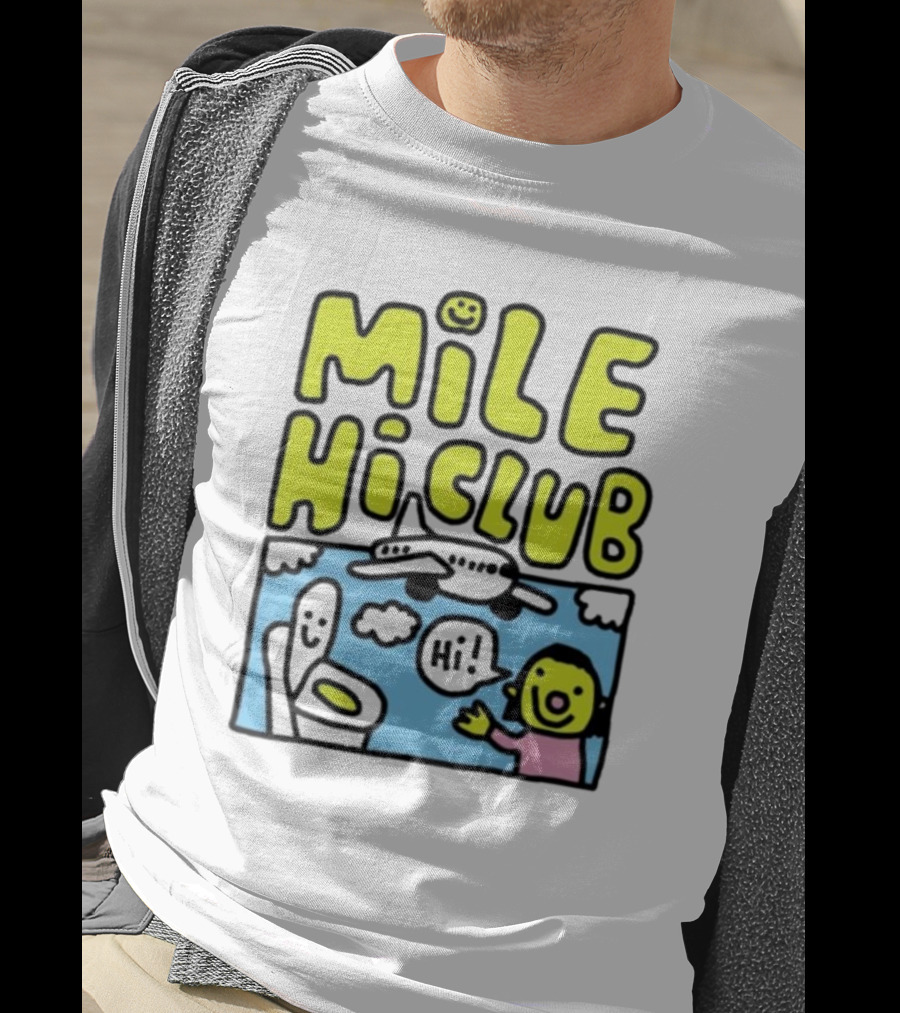 Mile Hi Club Airplane Bathroom Cartoon Hi Smiley Face T-Shirt