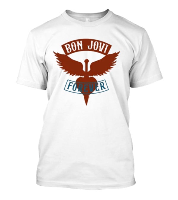 Bon Jovi Forever Winged Heart Patch Steel T-Shirt