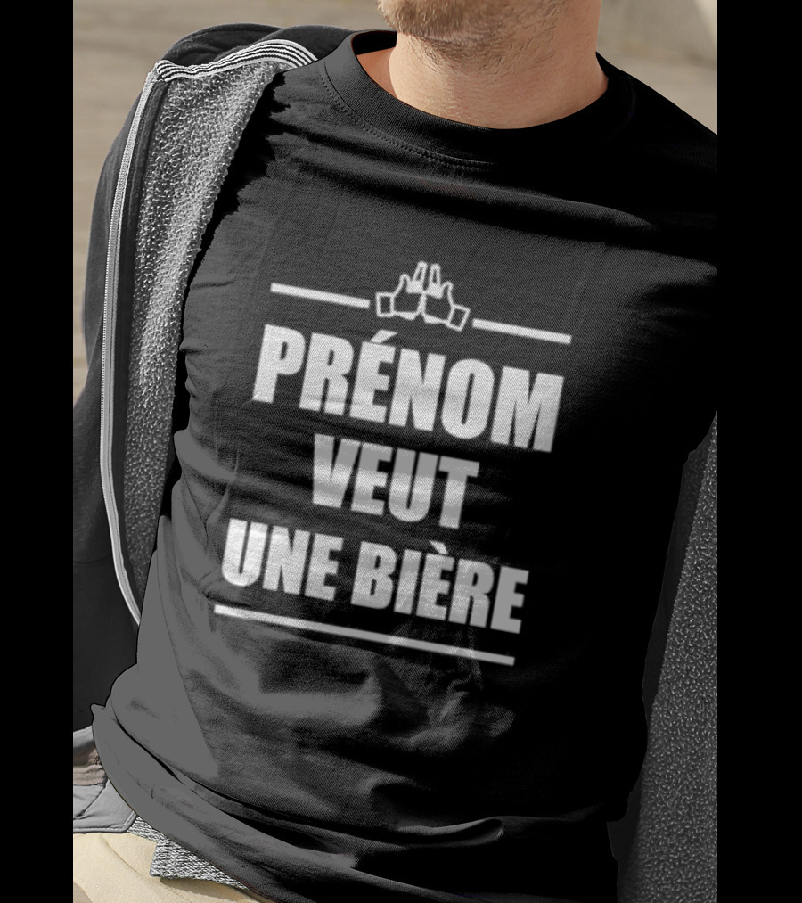 Prénom Veut Une Bière Avec Icône Toast Joyeux T-Shirt