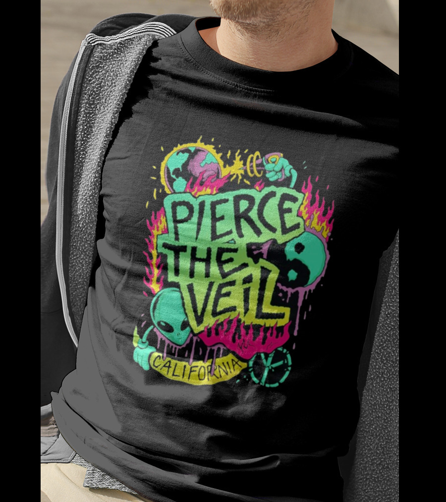 Pierce The Veil California Alien Peace Planet Flame T-Shirt