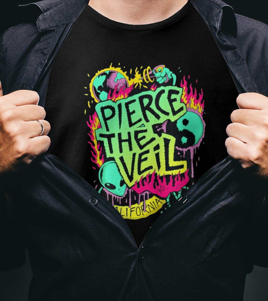 Pierce The Veil California Alien Peace Planet Flame T-Shirt