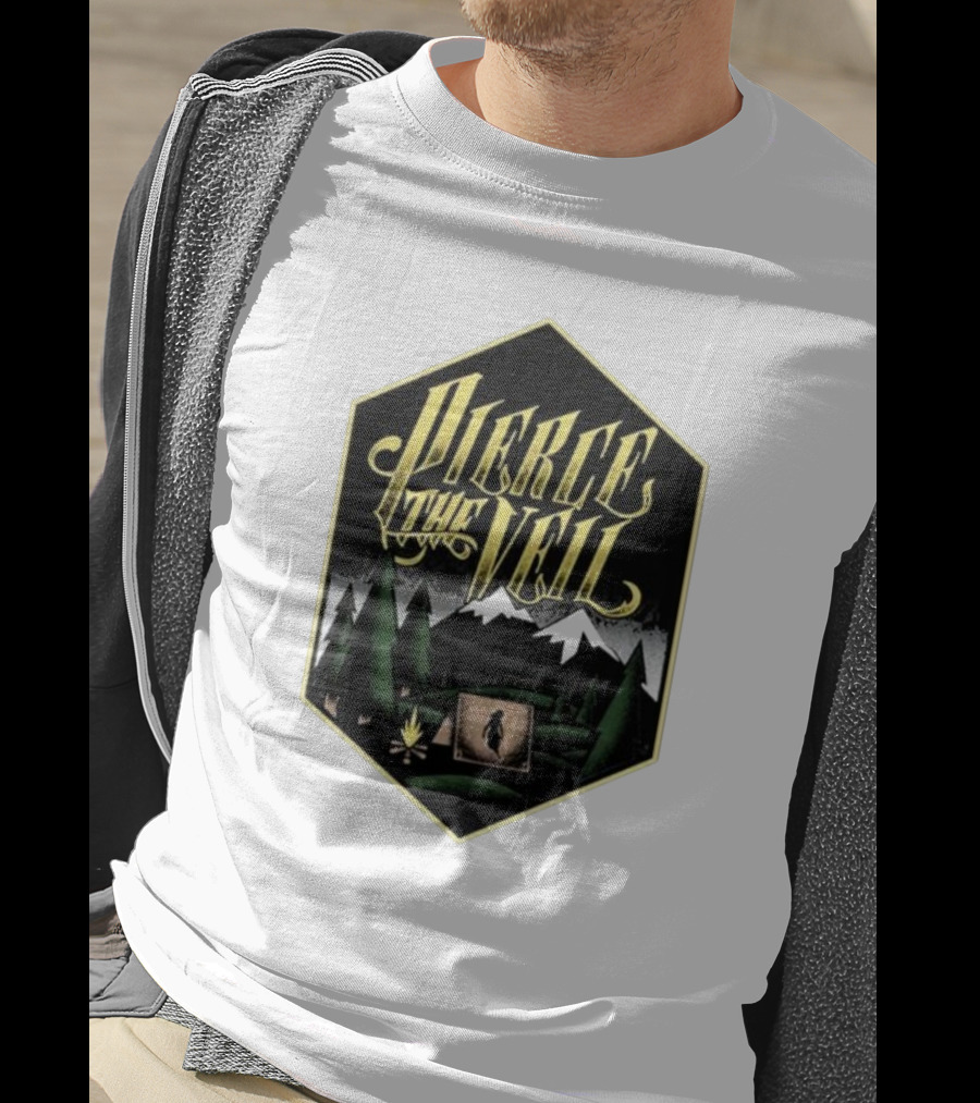 Pierce The Veil Mountain Tent Campfire Forest Scene T-Shirt