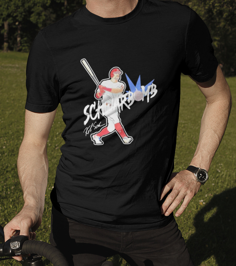Schwarbomb Illustrated Baseball Swing With Signature Elements T-Shirt