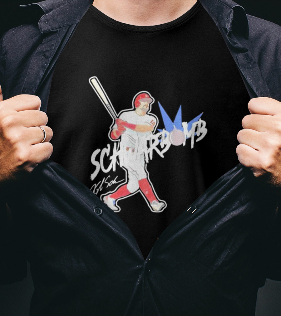 Schwarbomb Illustrated Baseball Swing With Signature Elements T-Shirt