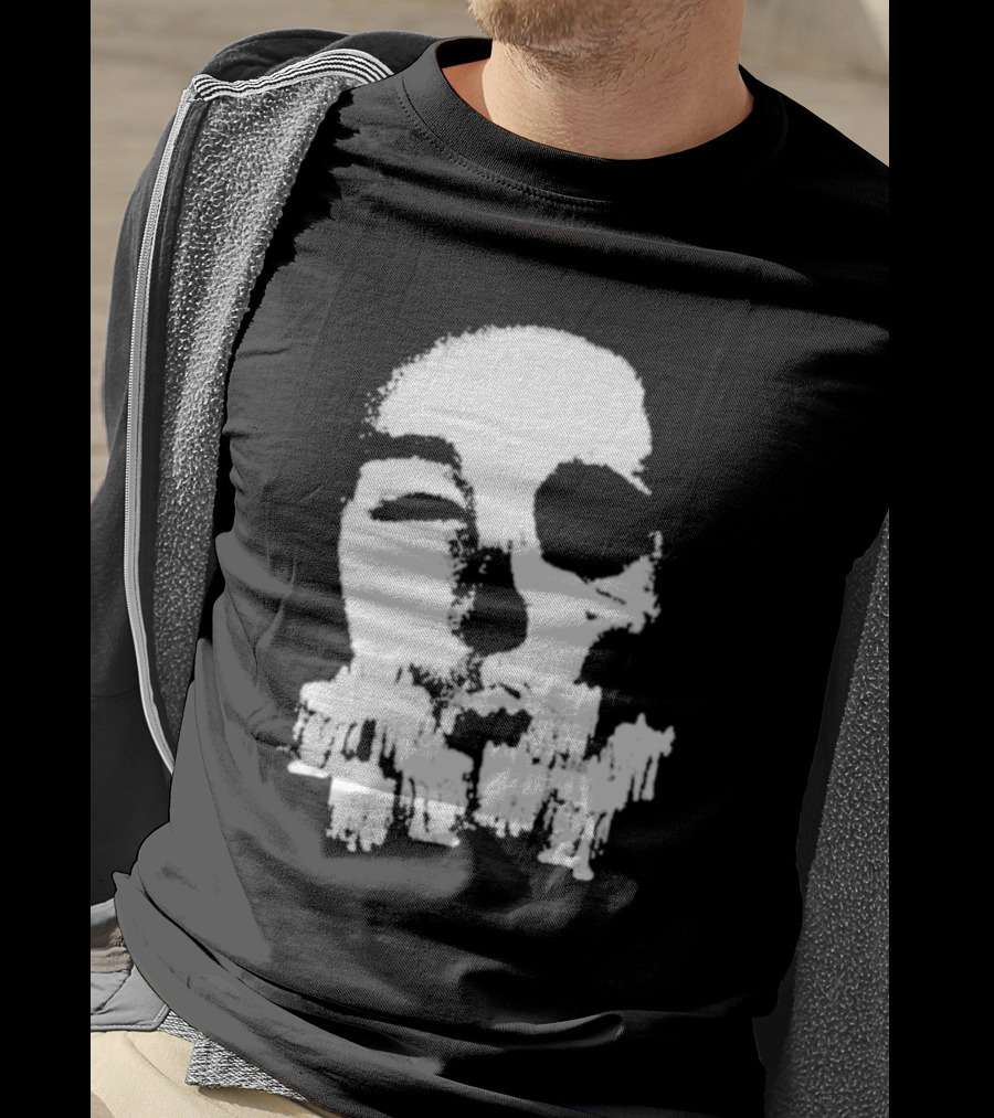 Turnabout Grayscale Face With Abstract Text T-Shirt