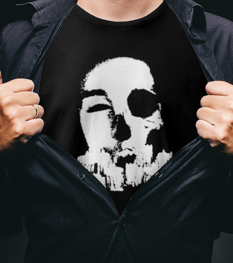 Turnabout Grayscale Face With Abstract Text T-Shirt