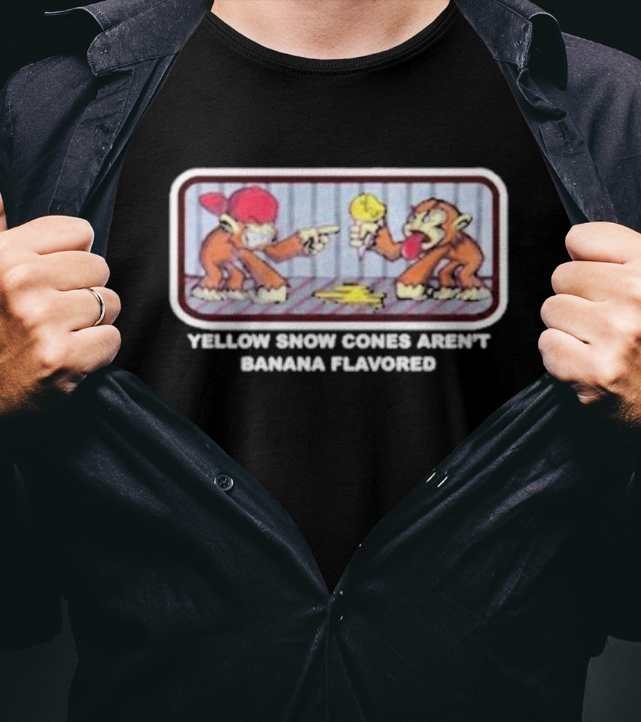 Yellow Snow Cones Aren't Banana Flavored Cartoon Monkey Humor T-Shirt