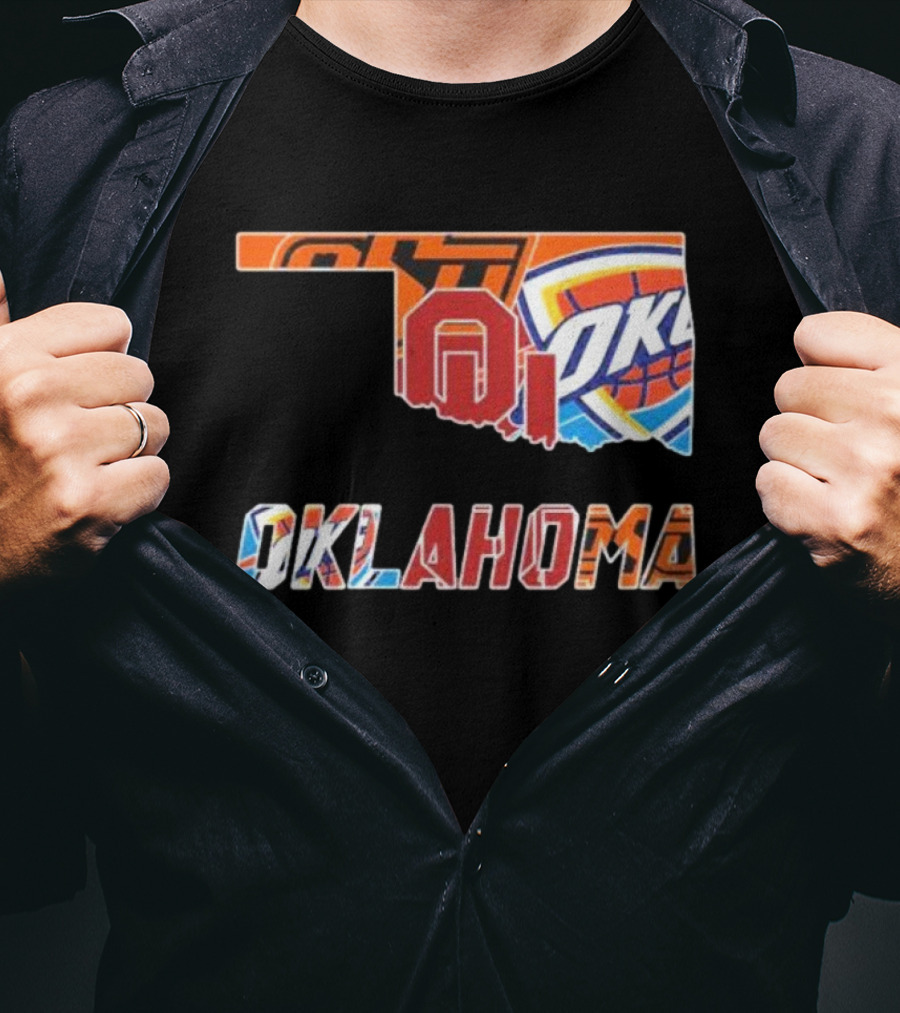 Oklahoma Sports Teams Oklahoma City Thunder Oklahoma State University Cowboys University Of Oklahoma Sooners T-Shirt
