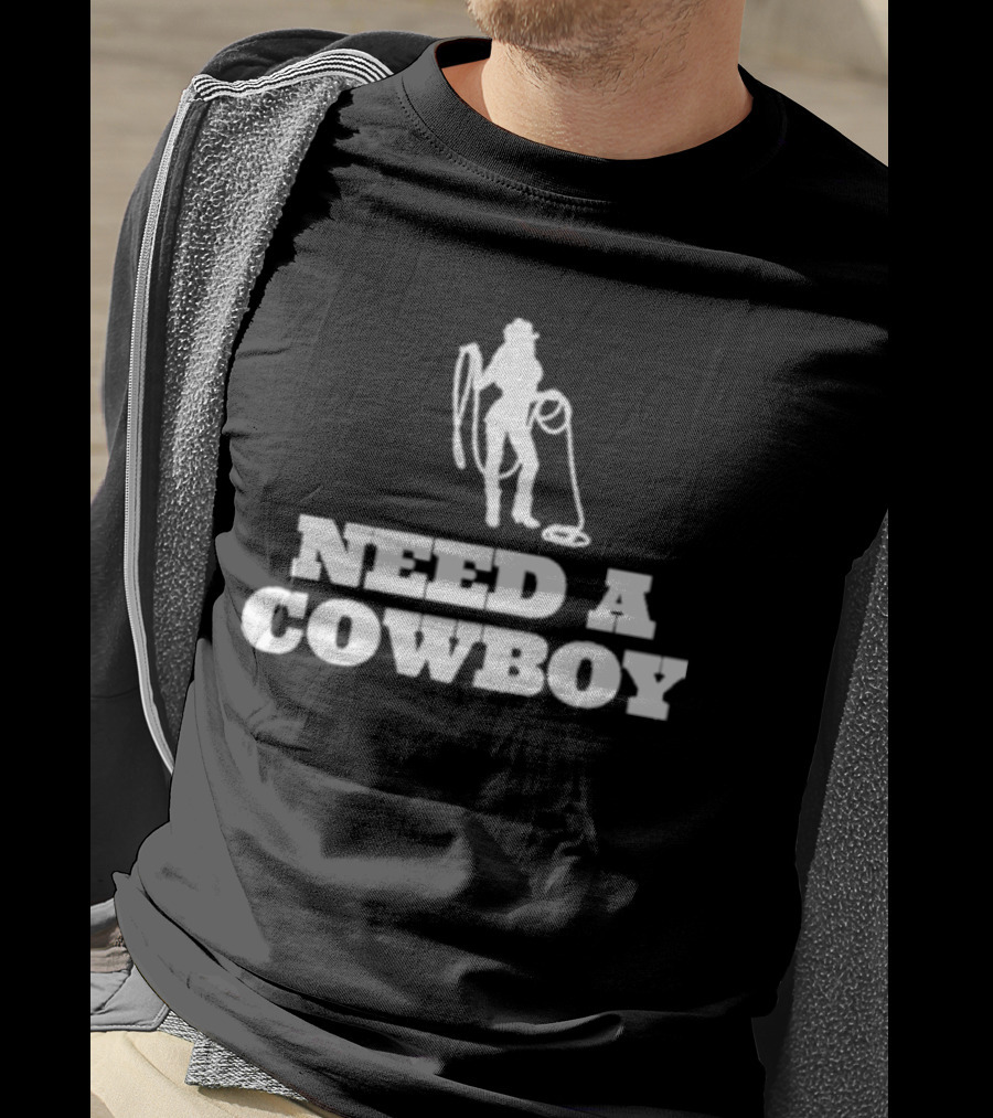 Ellesong Need A Cowboy Western Silhouette Rope T-Shirt