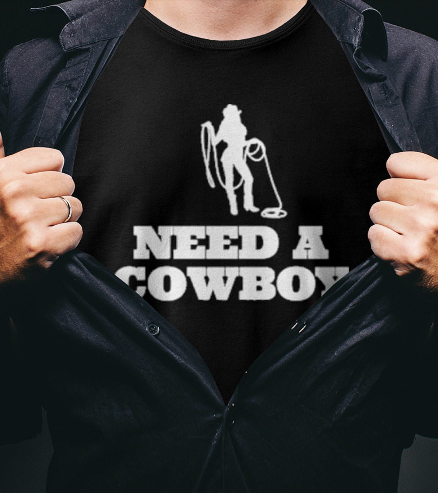 Ellesong Need A Cowboy Western Silhouette Rope T-Shirt
