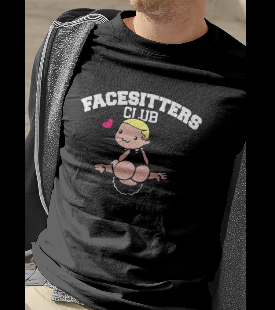 Facesitters Club Cute Cartoon With Pink Heart T-Shirt