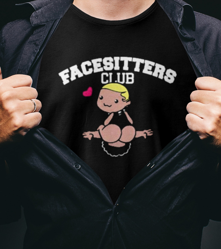 Facesitters Club Cute Cartoon With Pink Heart T-Shirt