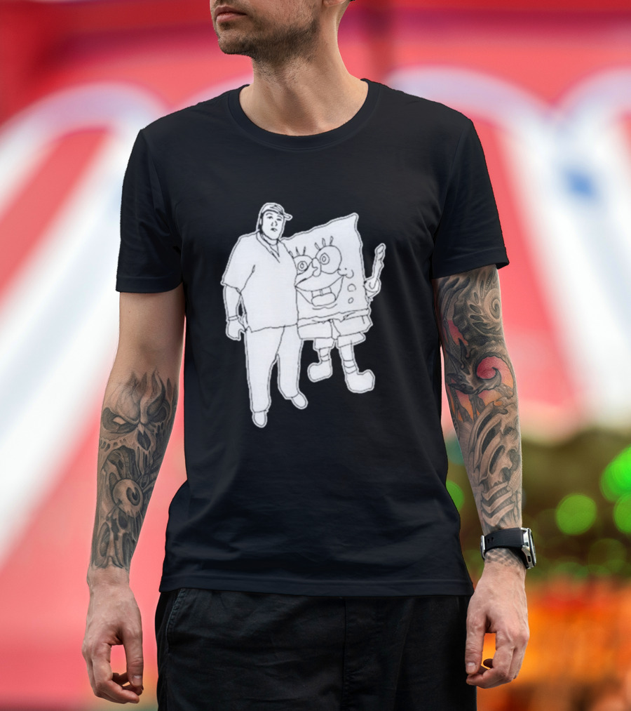 Fake Handshake Tony Spongebob Duo Outline T-Shirt