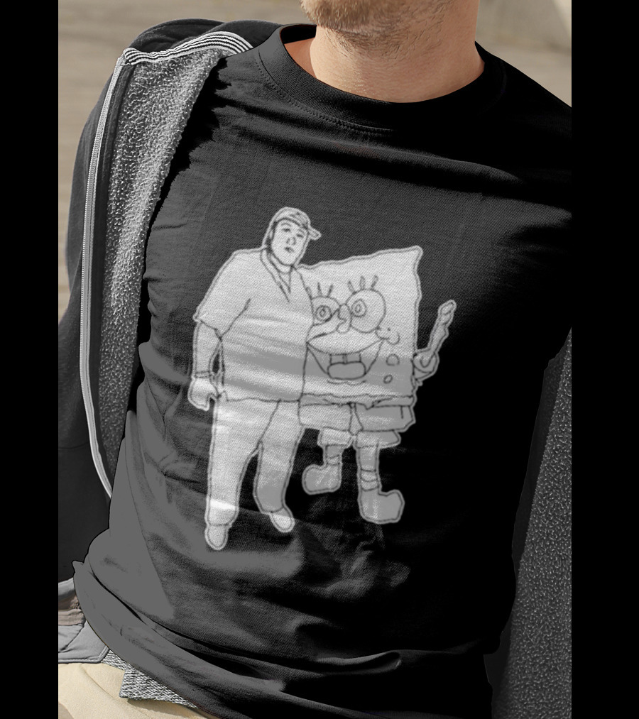 Fake Handshake Tony Spongebob Duo Outline T-Shirt