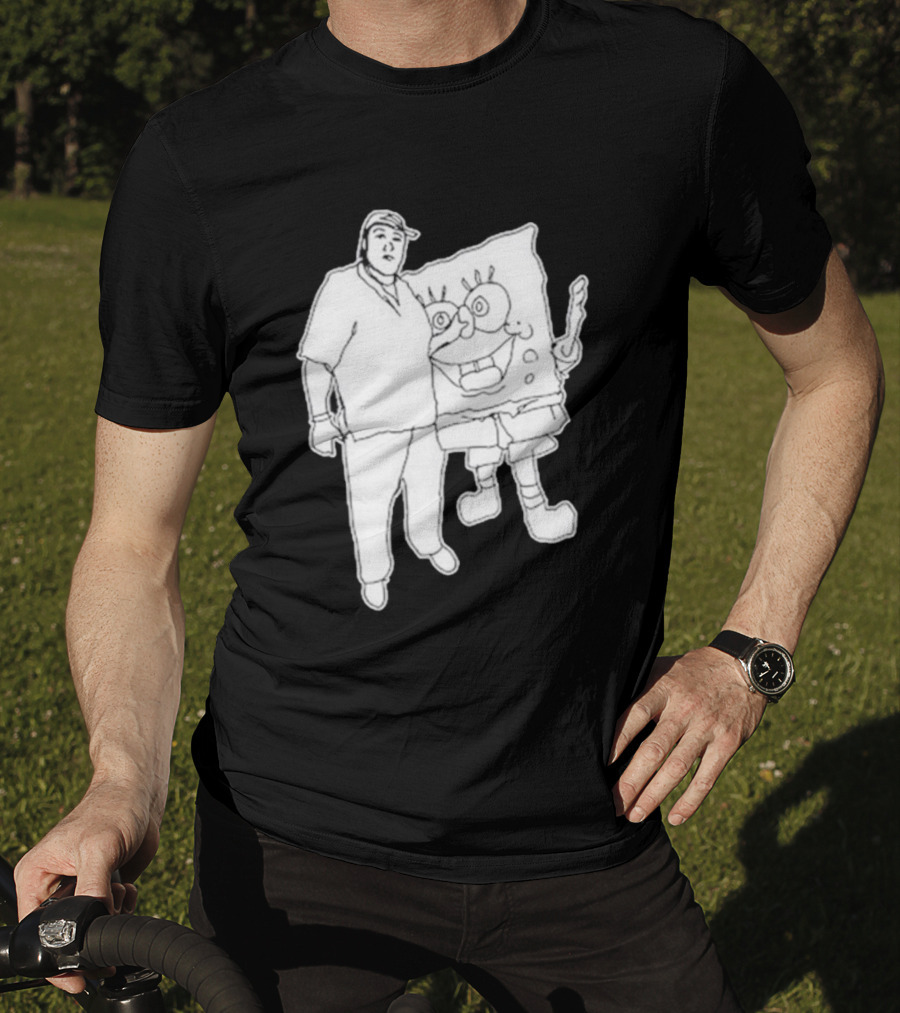Fake Handshake Tony Spongebob Duo Outline T-Shirt