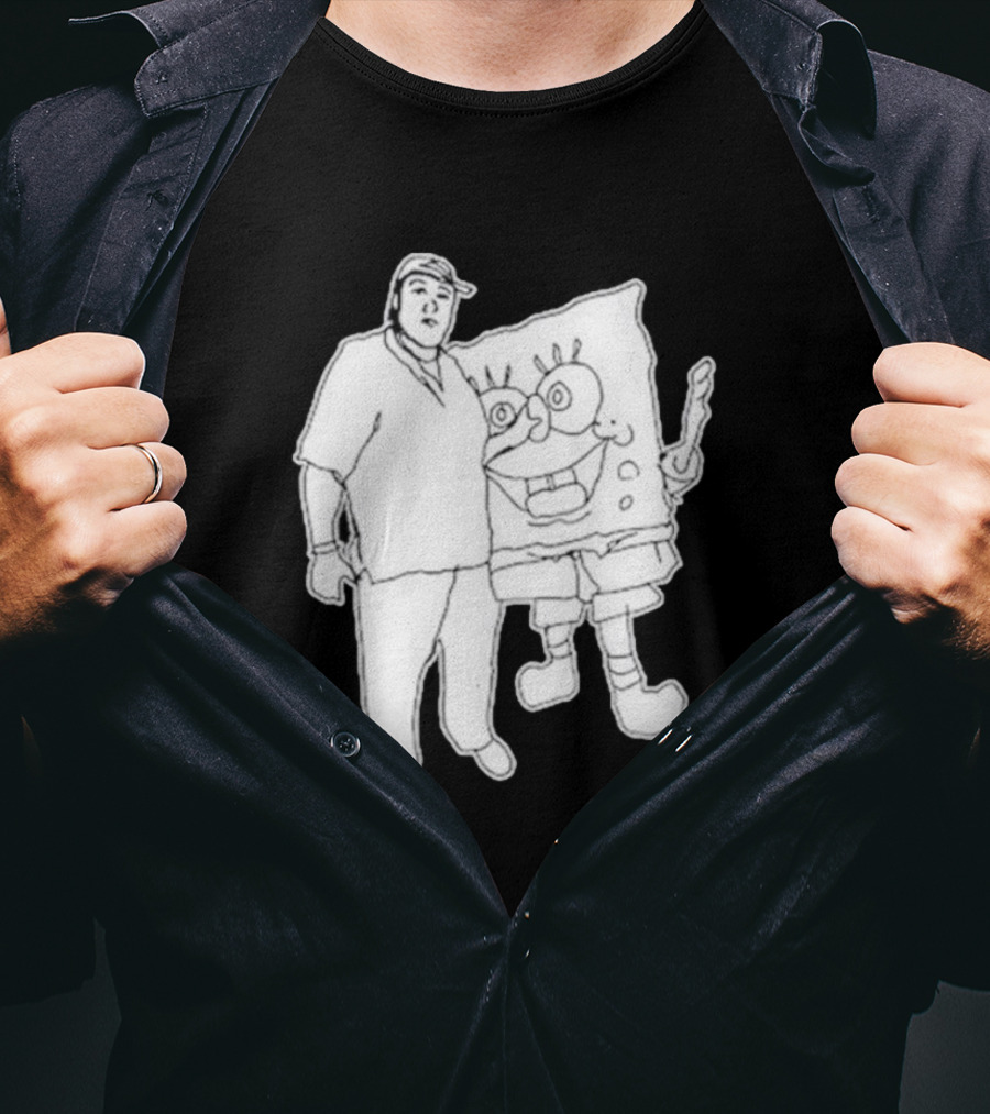 Fake Handshake Tony Spongebob Duo Outline T-Shirt