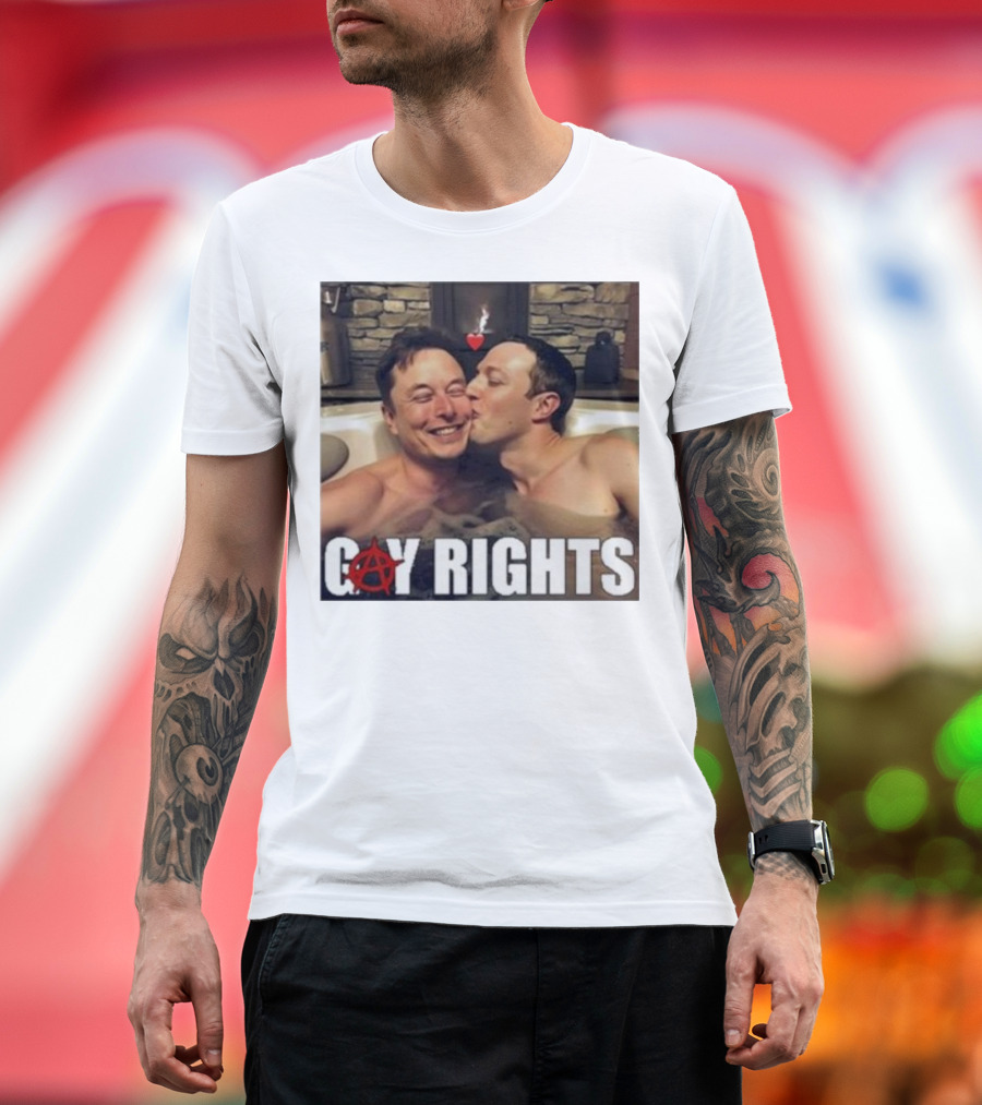 Gay Rights Anarchy Symbol Kiss Elon Musk Mark Zuckerberg Hot Tub T-Shirt
