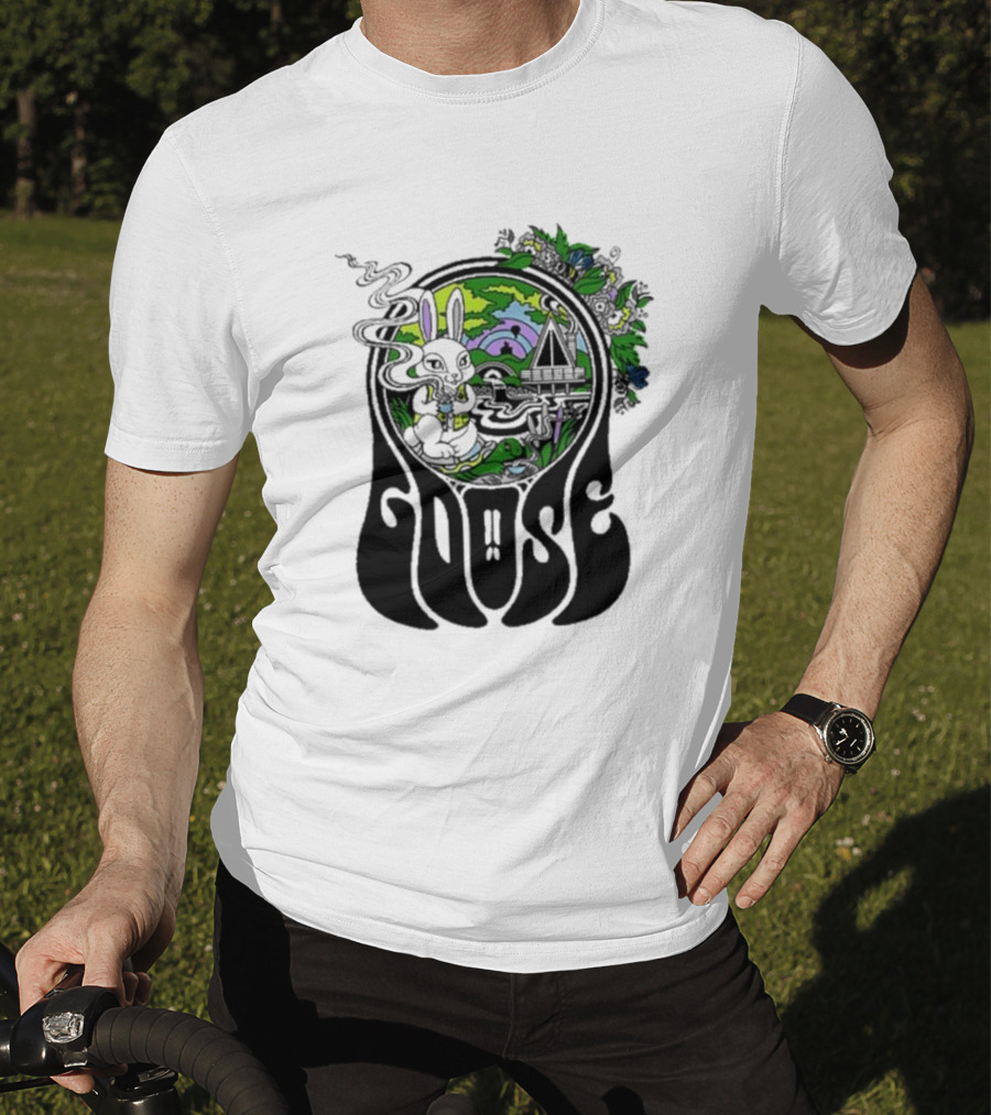 Goose Wonderland Psychedelic Rabbit Forest Portal T-Shirt