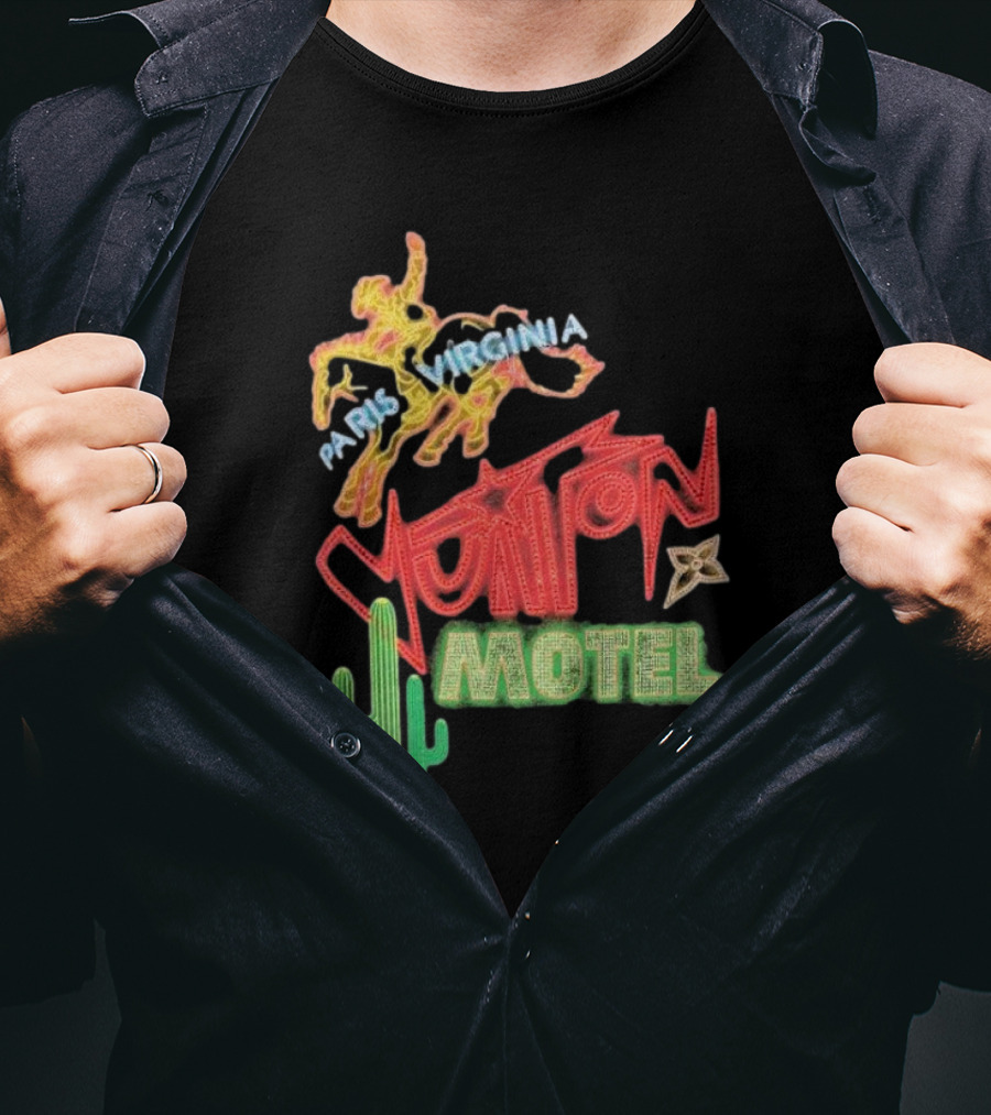 Paris Virginia Vuitton Motel Neon Cactus Cowboy Retro Sign T-Shirt