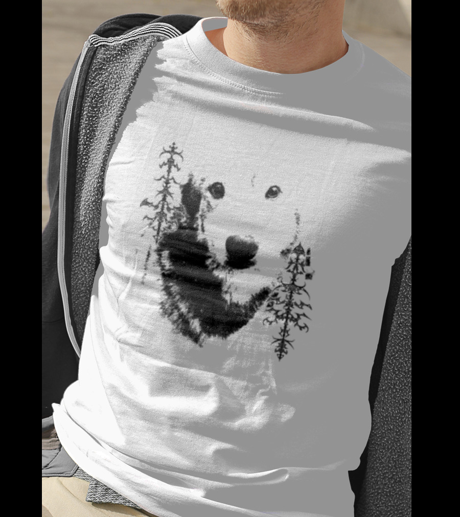 Wolf Face With Stylized Evergreen Trees T-Shirt