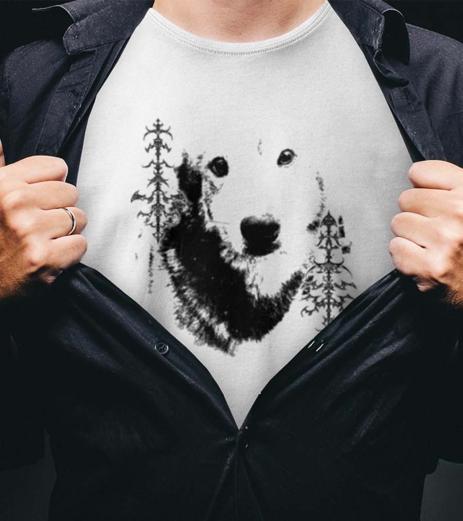 Wolf Face With Stylized Evergreen Trees T-Shirt