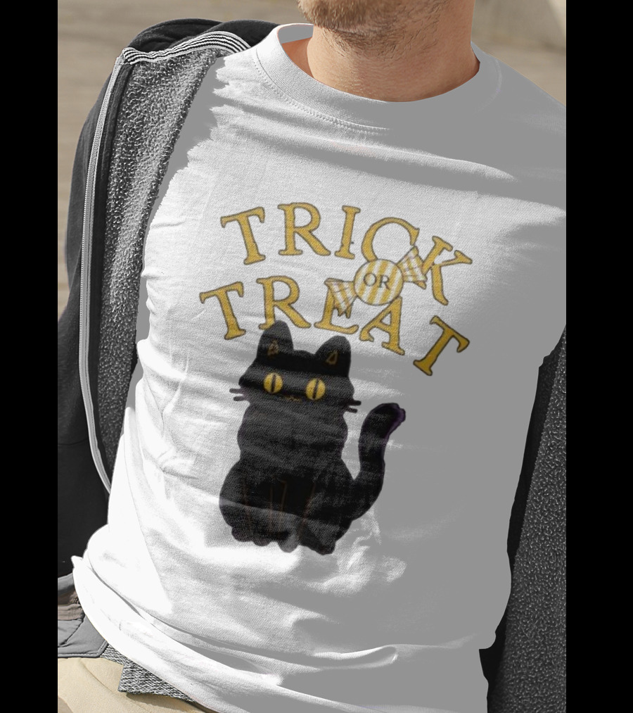 Trick Or Treat Candy Black Cat Halloween T-Shirt