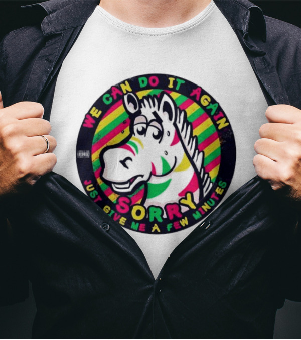 We Can Do It Again Sorry Just Give Me A Few Minutes Rainbow Zebra T-Shirt