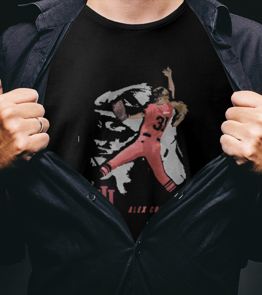 Alex Cooper Windup Baseball Indiana University Pitcher In Red Uniform T-Shirt