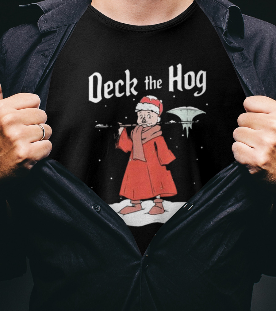 Bilmuri Deck The Hog Christmas Santa Ice Bonk Snow Fantasy T-Shirt