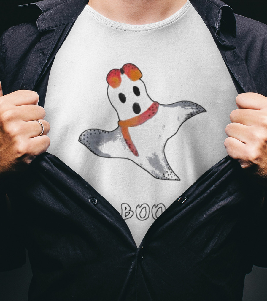 Boo Orange Black White Ghost Halloween T-Shirt