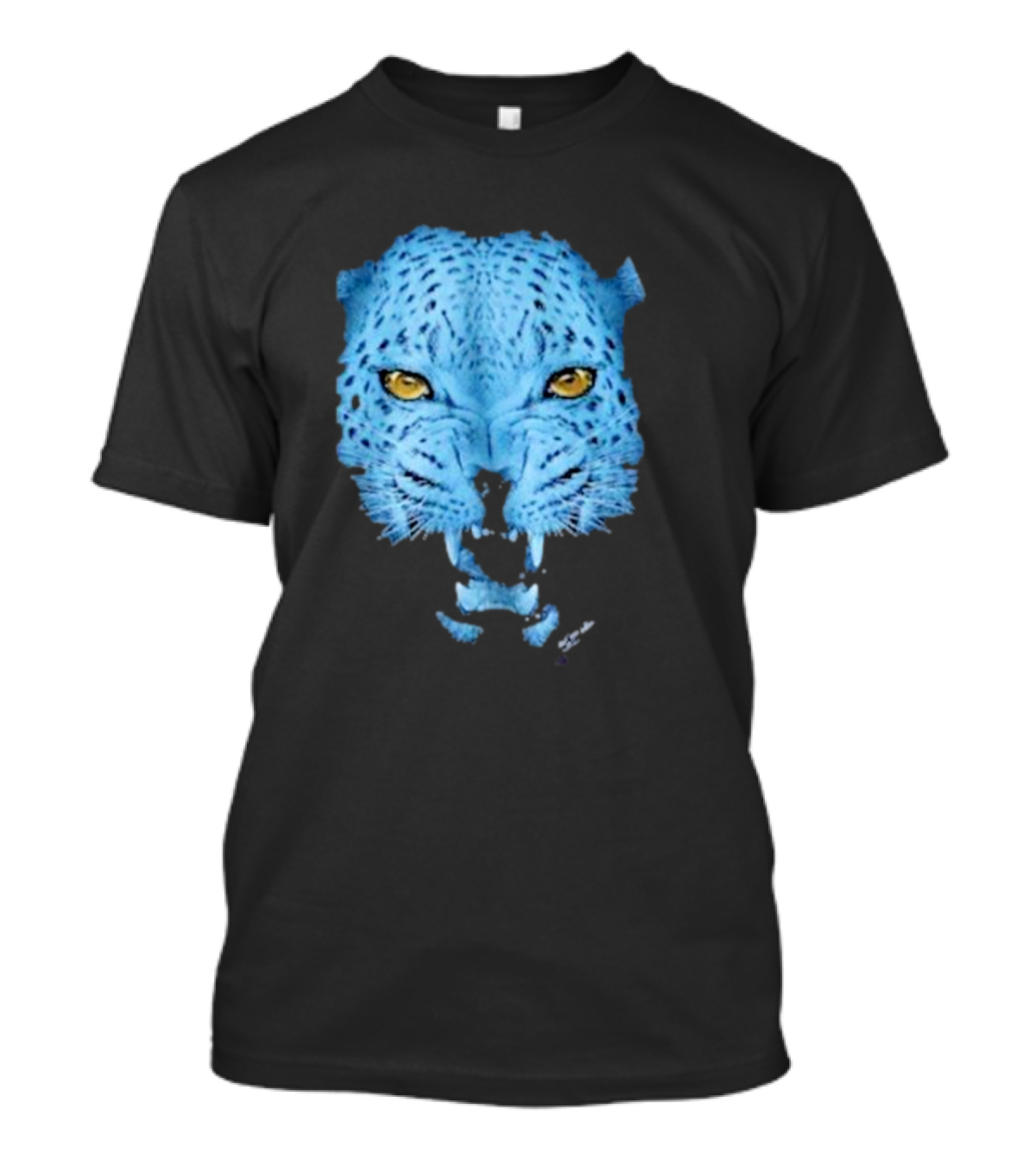 Over Blue Leopard Head With Fierce Yellow Eyes T-Shirt