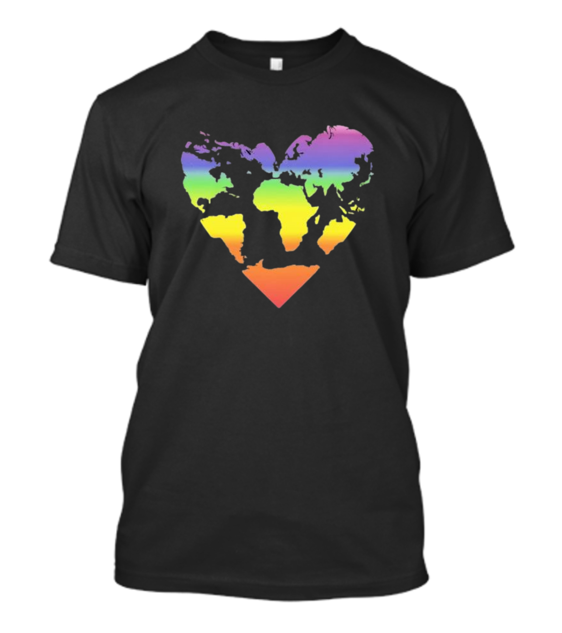 Rainbow Heart World Map Polyamory Pride T-Shirt