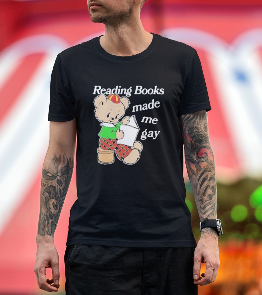 Reading Books Made Me Gay Teddy Bear in Plaid T-Shirt