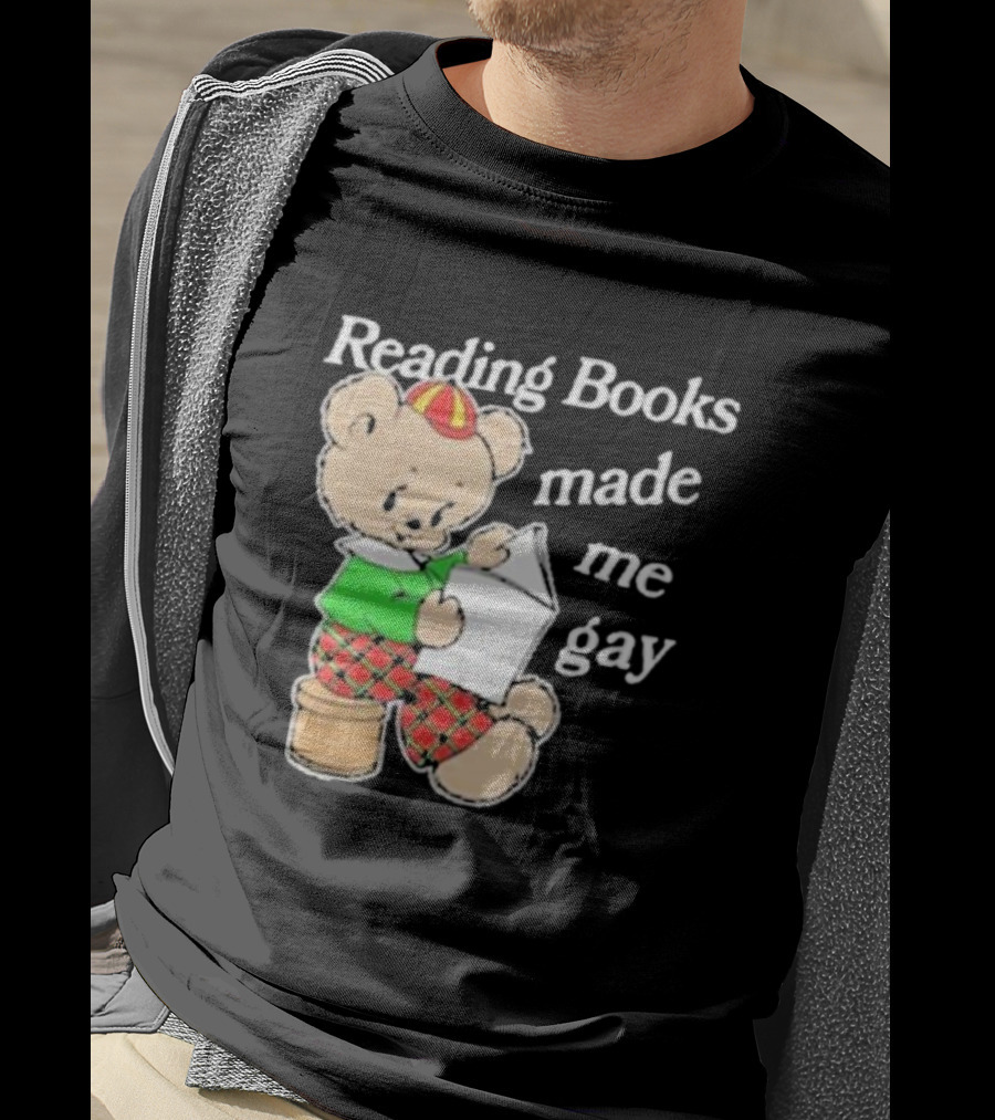 Reading Books Made Me Gay Teddy Bear In Plaid T-Shirt