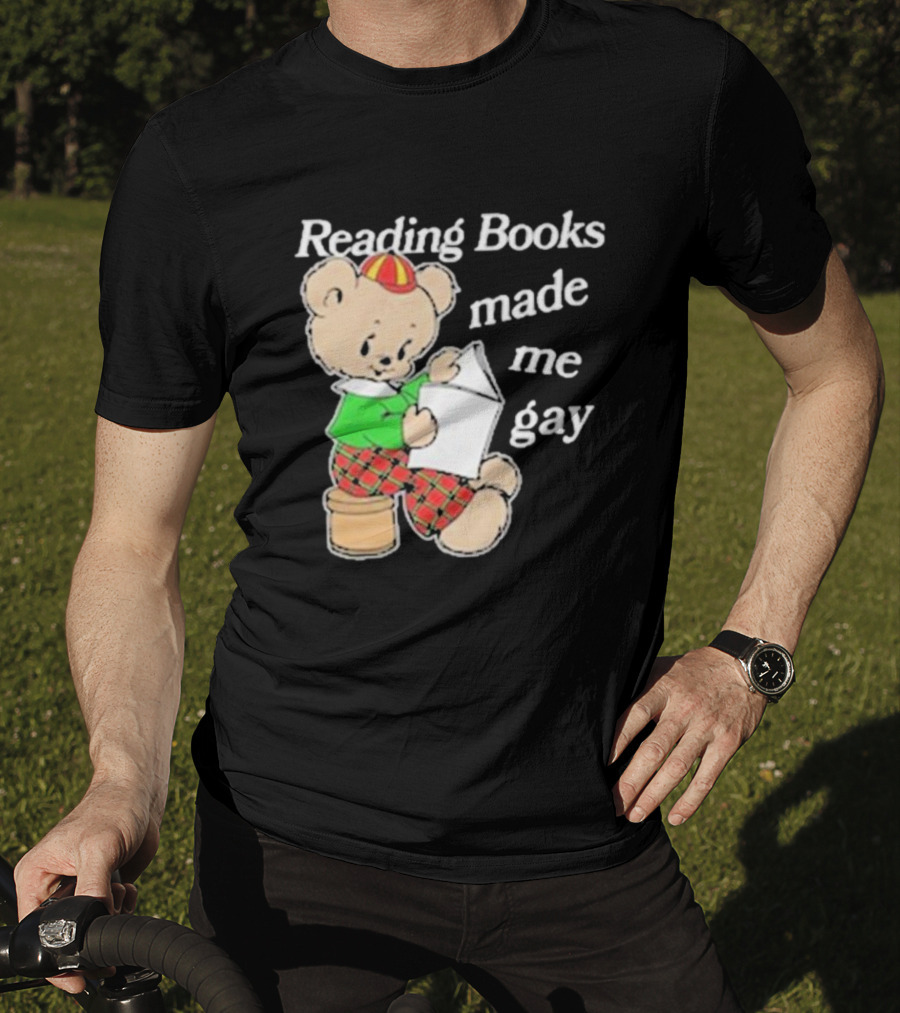 Reading Books Made Me Gay Teddy Bear In Plaid T-Shirt