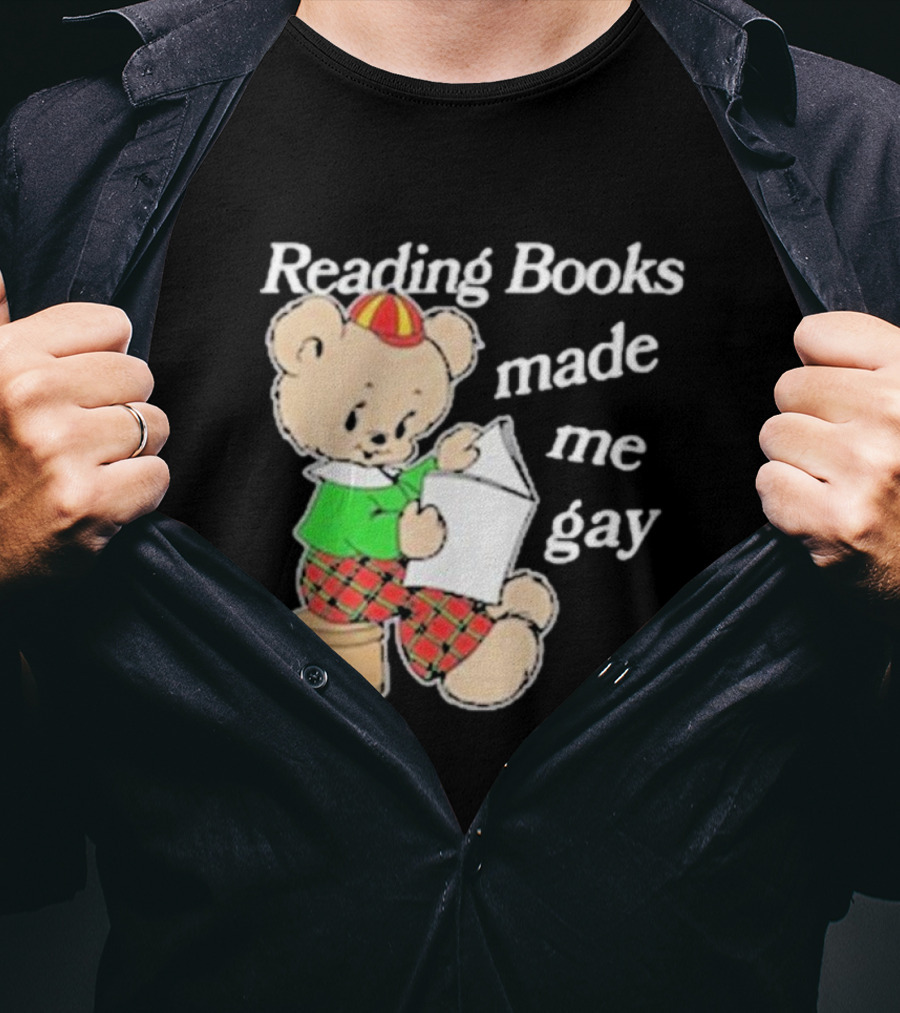 Reading Books Made Me Gay Teddy Bear In Plaid T-Shirt