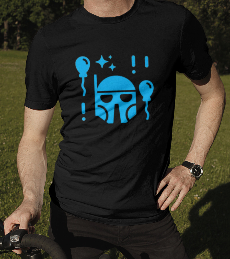 Boba Fett Helmet With Balloons And Stars Youth Star Wars Day T-Shirt